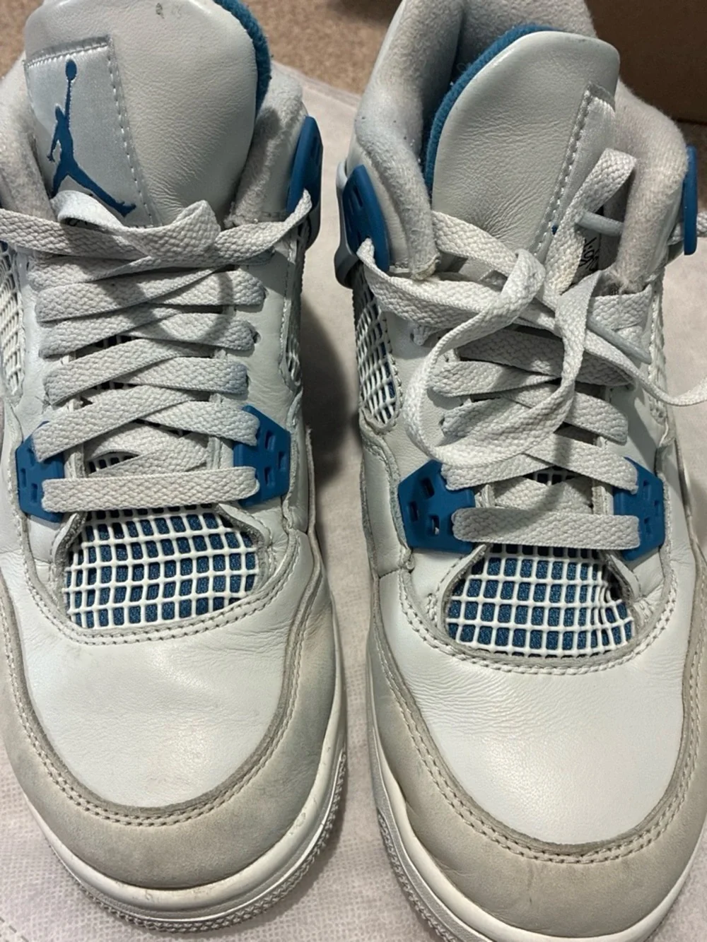 Nike Air Jordan Kids White and Blue Retro Basketball Sneakers